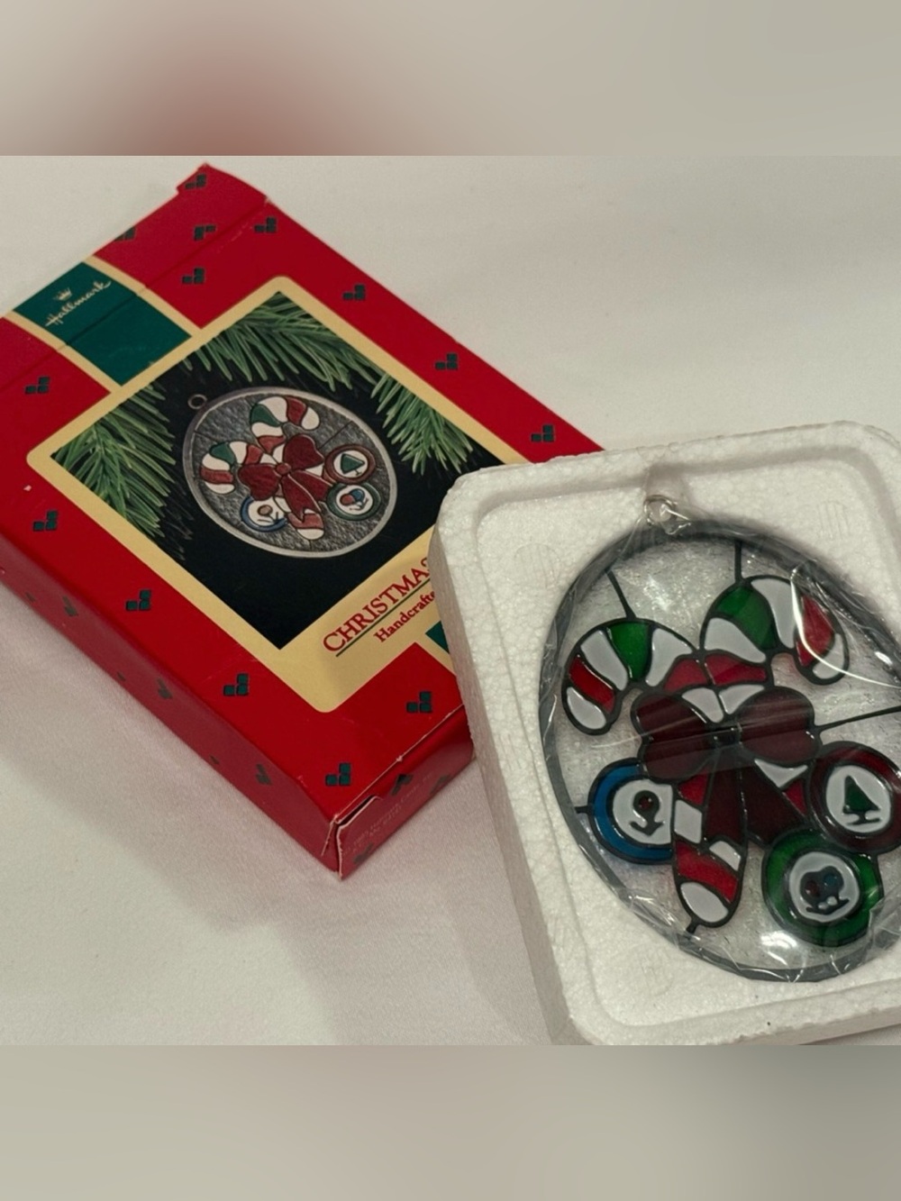 Vintage 1985 Hallmark Keepsake Christmas Treats Stained Glass Ornament Sealed